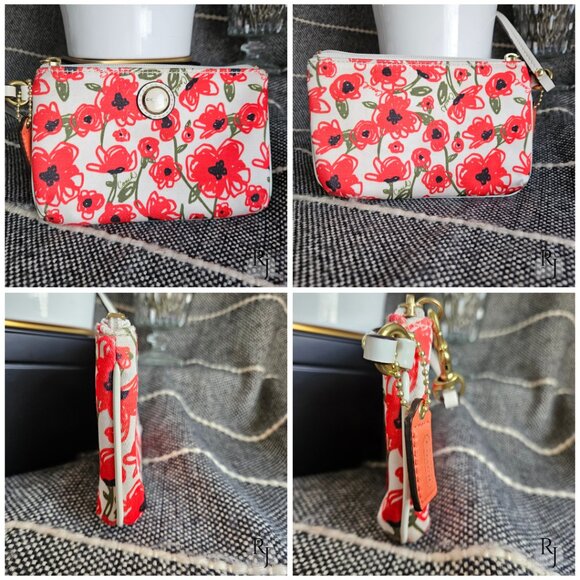 Coach Poppy Hallie Glam Tote Bag 23263 & Matching Wristlet – Limited Edition! 🌸 - Picture 6 of 12